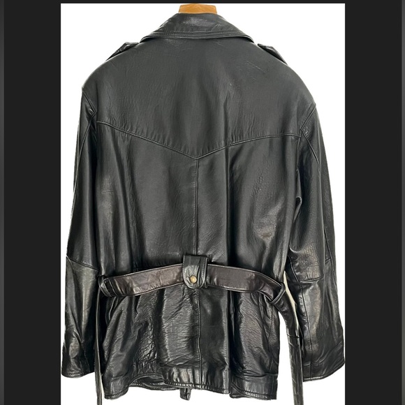 Vintage Black Leather Motorcycle Jacket - Picture 7 of 9